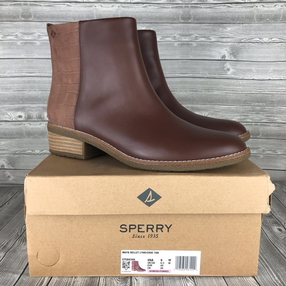 Sperry size 9 Maya Belle brown tan leather croc Chelsea boots - Picture 11 of 11